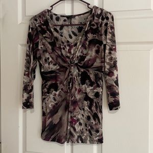 Daisy Fuentes S 3/4 sleeve knot front design